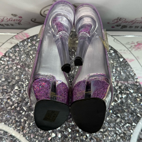 Pleaser heels Lavender Glitter Platform Heels Clear Straps kiss multi glitter - Picture 16 of 16